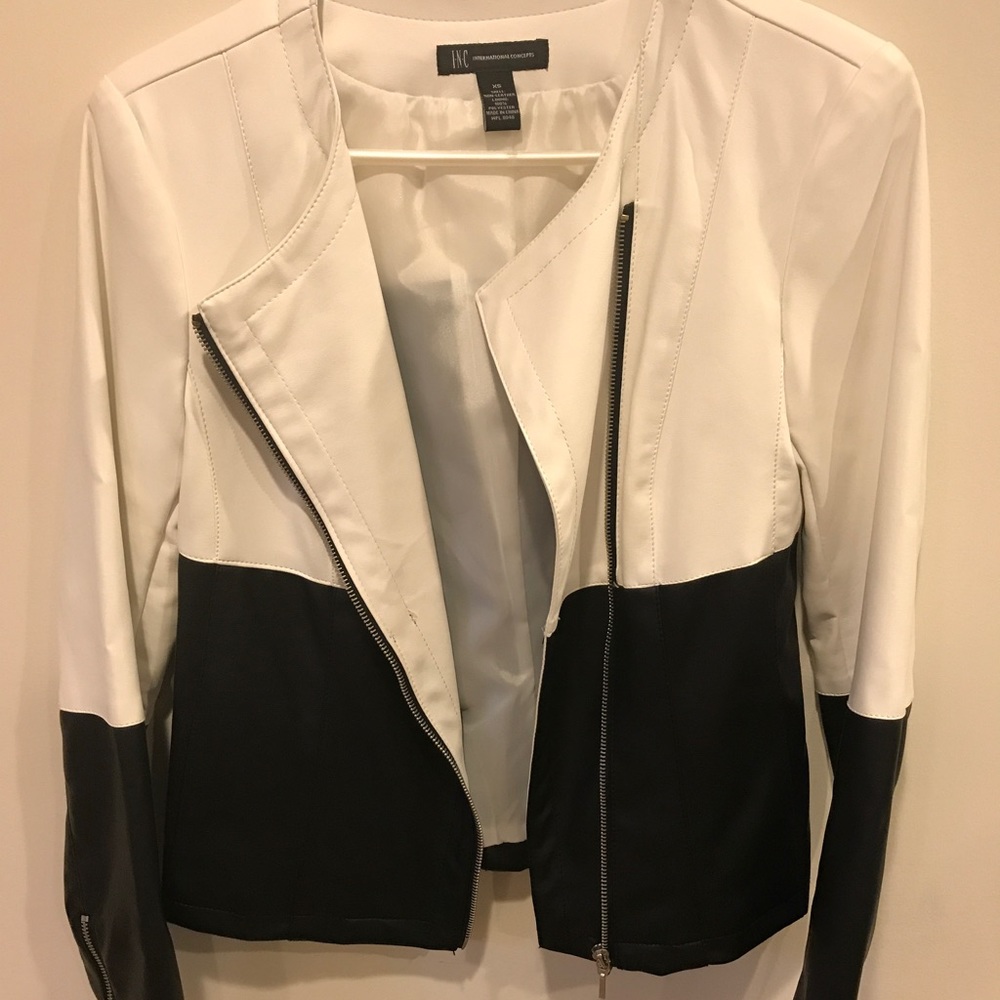 White & Black leather jacket